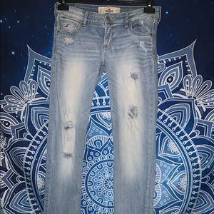 Hollister, light wash distress jeans